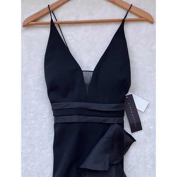 NWT Aidan Mattox Halter Tiered Cascade Ruffle Trumpet Chiffon Mermaid Long Gown - Picture 14 of 16